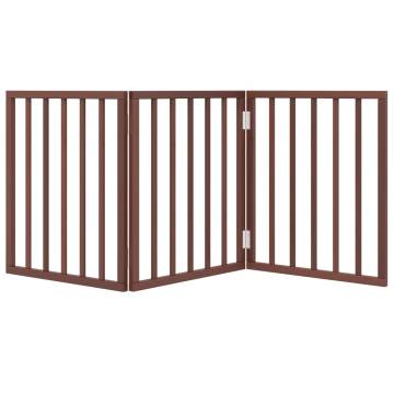 Foldable Dog Gate - 3 Panels Brown Poplar Wood - 150 cm