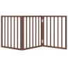 Foldable Dog Gate - 3 Panels Brown Poplar Wood - 150 cm