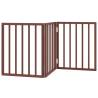 Foldable Dog Gate - 3 Panels Brown Poplar Wood - 150 cm