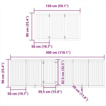 Foldable Dog Gate with Door - 9 Panels, 450 cm Poplar Wood