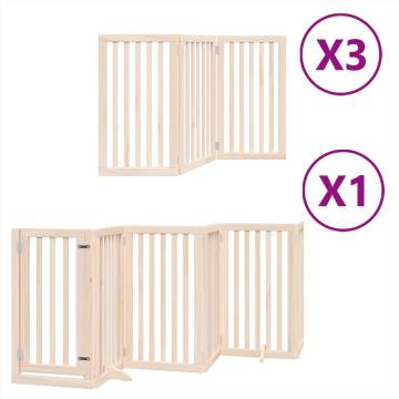 Foldable Dog Gate with Door - 15 Panels, 750 cm Poplar Wood