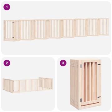 Foldable Dog Gate with Door - 15 Panels, 750 cm Poplar Wood