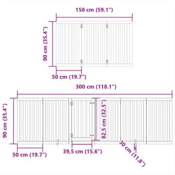 Foldable Dog Gate with Door - 15 Panels, 750 cm Poplar Wood