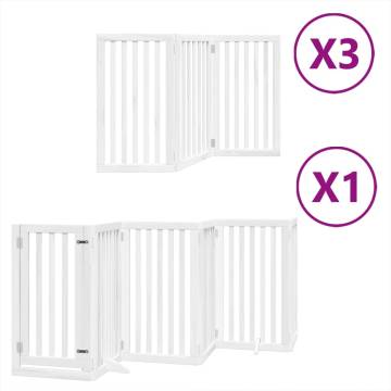 Dog Gate with Door - Foldable 15 Panels, White - 750 cm