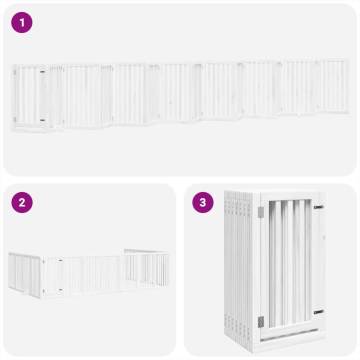 Dog Gate with Door - Foldable 15 Panels, White - 750 cm