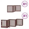 Foldable 9-Panel Dog Gate with Door - 450 cm Brown Poplar Wood