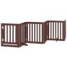 Foldable 9-Panel Dog Gate with Door - 450 cm Brown Poplar Wood