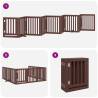 Foldable 9-Panel Dog Gate with Door - 450 cm Brown Poplar Wood