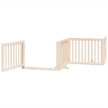 Foldable Dog Gate with Door - 6 Panels, 480 cm Poplar Wood