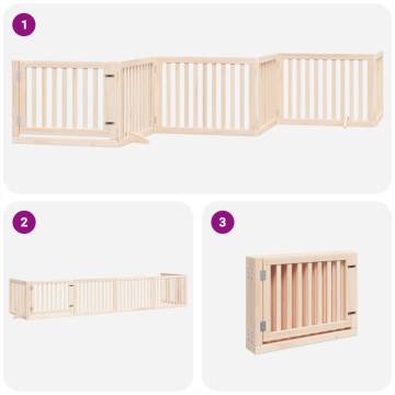 Foldable Dog Gate with Door - 6 Panels, 480 cm Poplar Wood