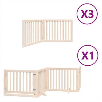 Foldable Dog Gate with Door - 10 Panels Poplar Wood 800cm