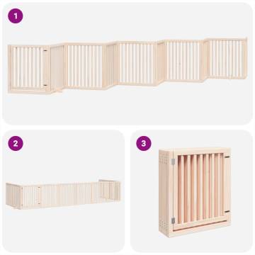 Foldable Dog Gate with Door - 800 cm Poplar Wood Panels