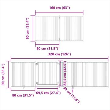 Foldable Dog Gate with Door - 800 cm Poplar Wood Panels