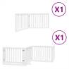 Foldable Dog Gate with Door - 480 cm White Poplar Wood