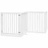 Foldable Dog Gate with Door - 8 Panels, 640 cm White Wood