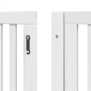 Foldable Dog Gate with Door - 8 Panels, 640 cm White Wood