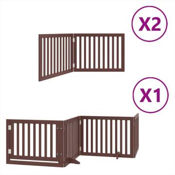 Foldable Dog Gate with Door - 640 cm Poplar Wood