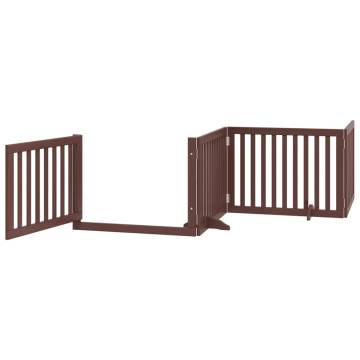 Foldable Dog Gate with Door - 640 cm Poplar Wood