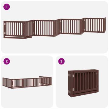 Foldable Dog Gate with Door - 640 cm Poplar Wood