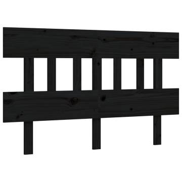 Black Bed Frame with Headboard - 120x200 cm Solid Wood