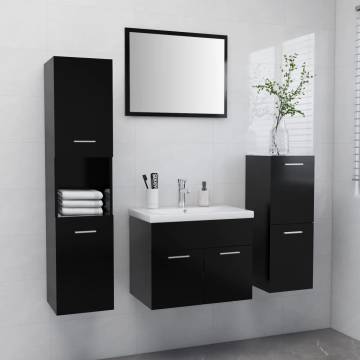 Stylish Bathroom Furniture Set in Black - Engineered Wood