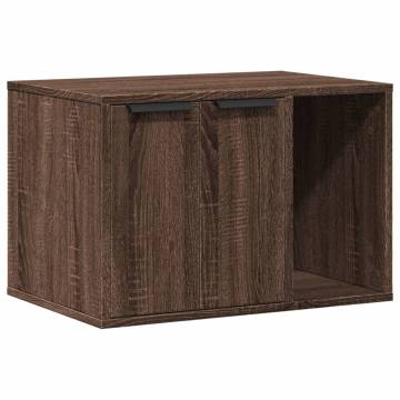 Stylish Cat Litter Box Enclosure - Brown Oak 60x40 cm