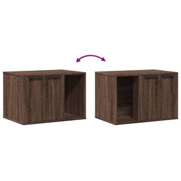 Stylish Cat Litter Box Enclosure - Brown Oak 60x40 cm