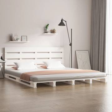 White Super King Bed Frame 180x200 cm - Solid Pine Wood