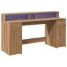 Stylish Desk with LED Lights - Artisian Oak 160x55 cm