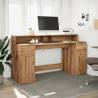 Stylish Desk with LED Lights - Artisian Oak 160x55 cm