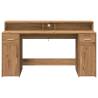 Stylish Desk with LED Lights - Artisian Oak 160x55 cm