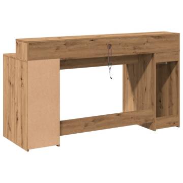 Stylish Desk with LED Lights - Artisian Oak 160x55 cm