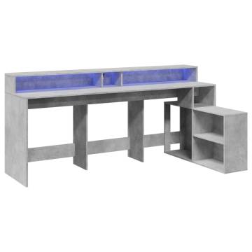 Stylish Desk with LED Lights - Concrete Grey 200x104 cm