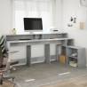 Stylish Desk with LED Lights - Concrete Grey 200x104 cm