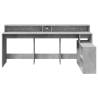 Stylish Desk with LED Lights - Concrete Grey 200x104 cm