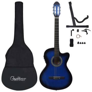 12 Piece Western Guitar Set with Equalizer - Blue | Hipomarket