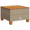 Stylish Beige Garden Table 55x55 cm - Poly Rattan & Acacia