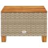 Stylish Beige Garden Table 55x55 cm - Poly Rattan & Acacia