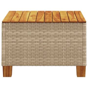 Stylish Beige Garden Table 55x55 cm - Poly Rattan & Acacia