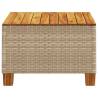 Stylish Beige Garden Table 55x55 cm - Poly Rattan & Acacia