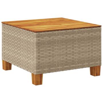 Stylish Beige Garden Table 55x55 cm - Poly Rattan & Acacia