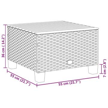 Stylish Beige Garden Table 55x55 cm - Poly Rattan & Acacia