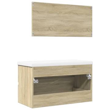 3 Piece Bathroom Furniture Set - Sonoma Oak | Hipo Market