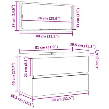 3 Piece Bathroom Furniture Set - Sonoma Oak | Hipo Market