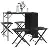 5 Piece Foldable Black Poly Rattan Garden Dining Set