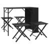 5 Piece Foldable Black Poly Rattan Garden Dining Set