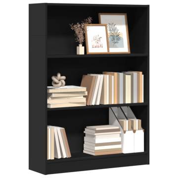 Stylish Black Bookcase - 80x24x109 cm | HiPo Market