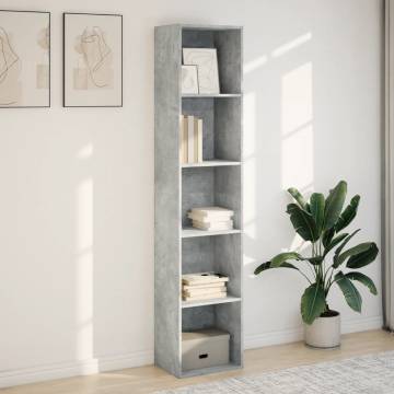 Stylish Concrete Grey Bookcase - 40x30x189 cm Engineered Wood