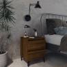 Chic Brown Oak Bed Cabinets with Metal Legs - 2 Pcs