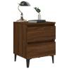 Chic Brown Oak Bed Cabinets with Metal Legs - 2 Pcs